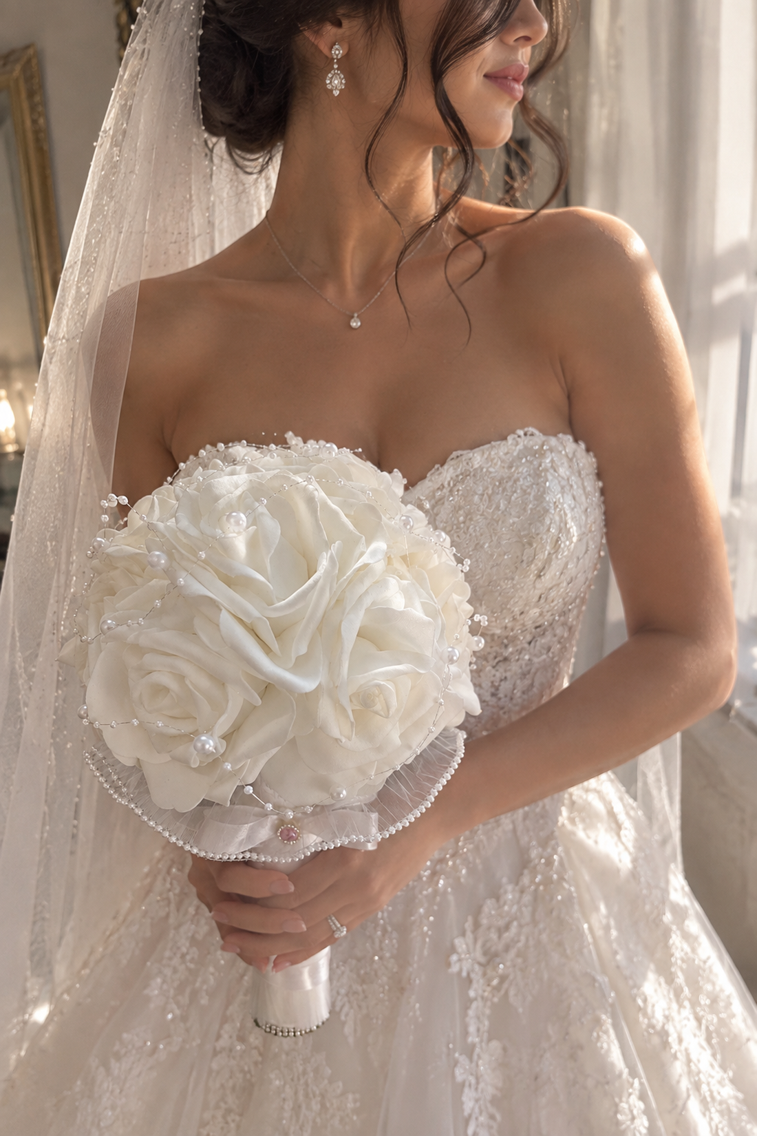 Buchet de Mireasă Pearl Elegance - accesorii nuntă - buchet mireasă  - Artynos.ro