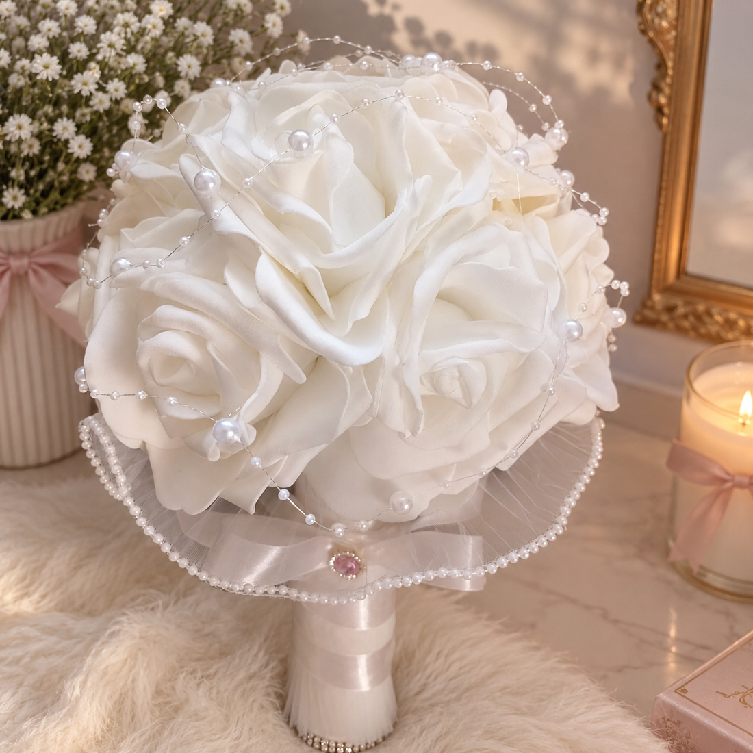 Buchet de Mireasă Pearl Elegance - accesorii nuntă - buchet mireasă  - Artynos.ro