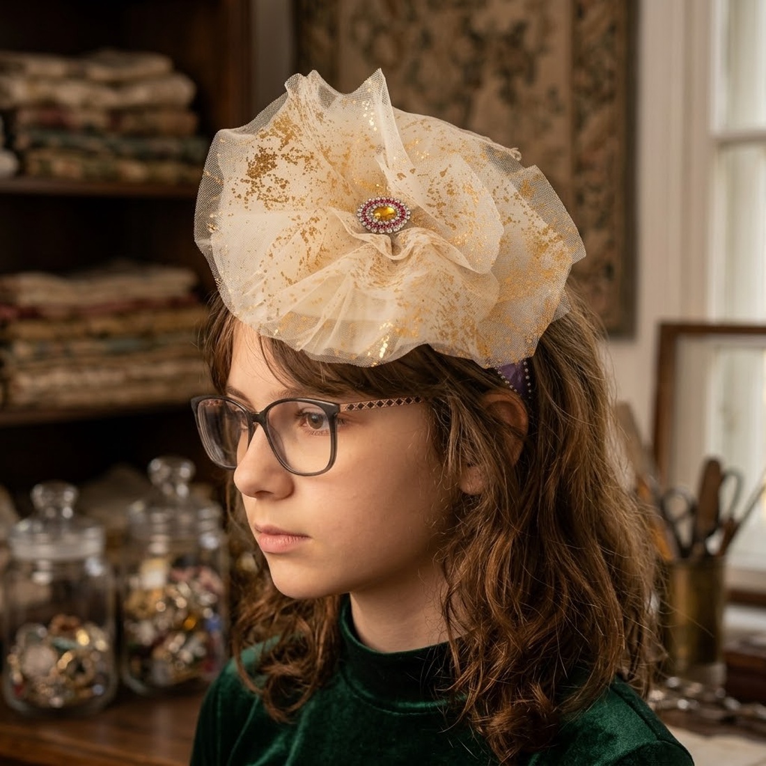 Bentiță Elegantă cu Voal Strălucitor și Accente Lila - accesorii nuntă - accesorii de nuntă - voal mirese - Artynos.ro