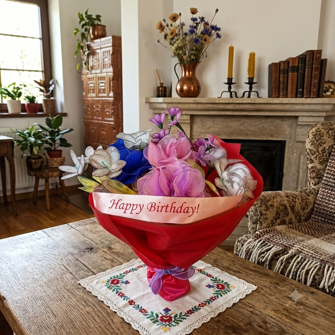 Buchet Artizanal Happy Birthday  - casă & stil de viață - decorațiuni de casă - accesorii florale - buchete de flori - Artynos.ro