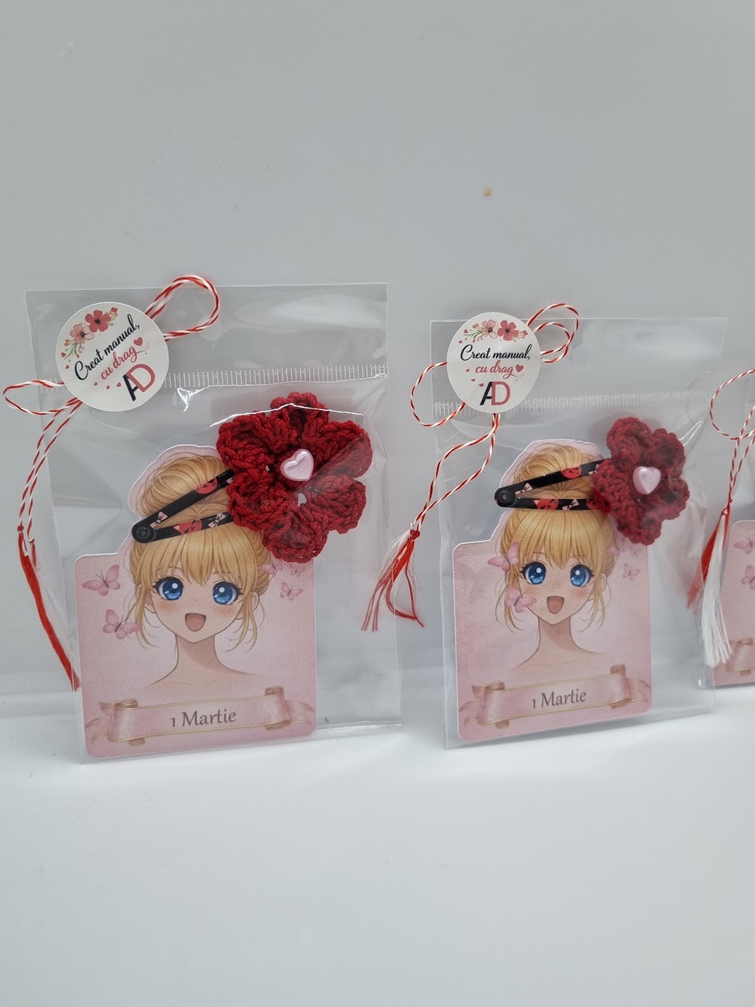 Clame de par cu floare / fluture crosetate - bijuterii - mărțișor - Artynos.ro