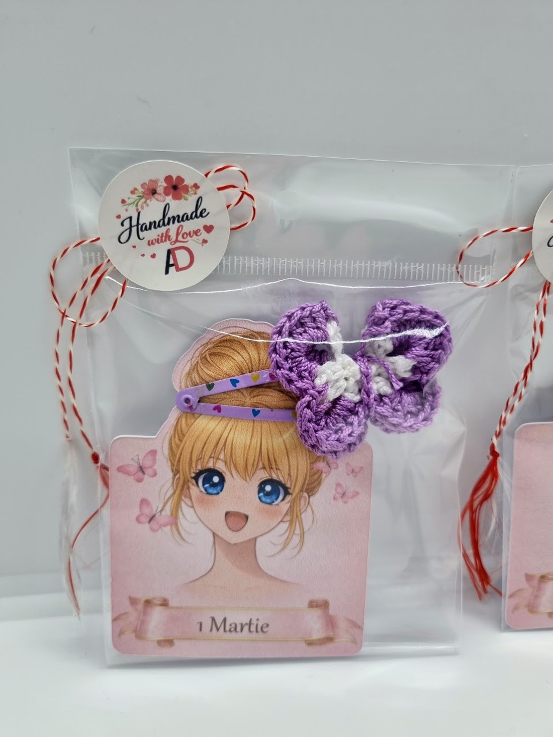 Clame de par cu floare / fluture crosetate - bijuterii - mărțișor - Artynos.ro