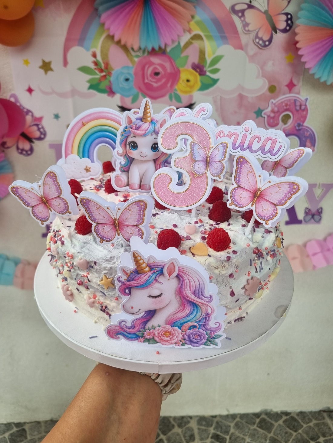Set toppere Unicorn / Hawaii cu cifra si nume - accesorii nuntă - materiale decor pentru nuntă - decorațiuni tort de nuntă - Artynos.ro