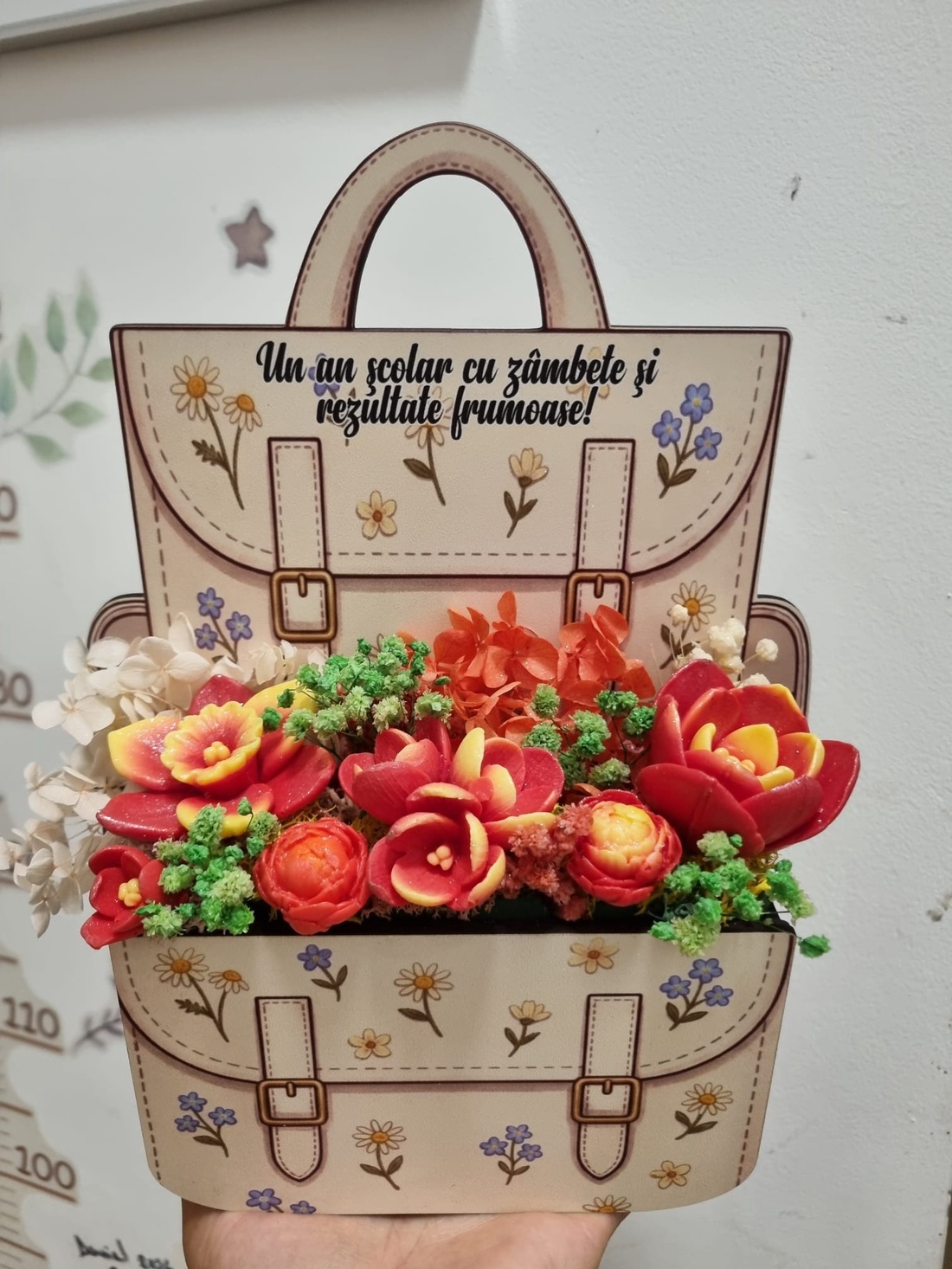 Aranjament floral Ghiozdănel din flori de săpun parfumat - casă & stil de viață - decorațiuni de casă - accesorii florale - cutii cu flori - Artynos.ro
