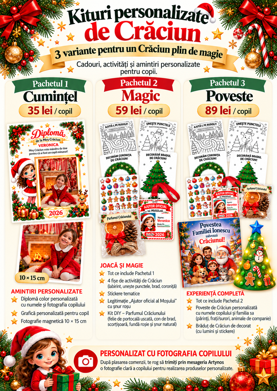 Kit personalizat de Crăciun pentru copii � activități, diplomă, fotografie, stickere și poveste - crăciun - decorațiuni de advent - calendar de advent - Artynos.ro