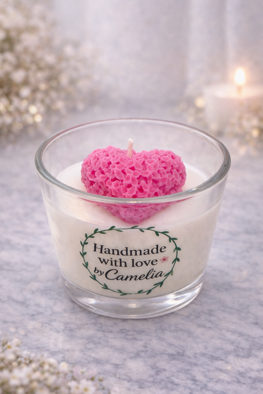Lumanare Inima delicata 65g - casă & stil de viață - lumânări, parfumuri, arome - lumânări artizanale - Artynos.ro