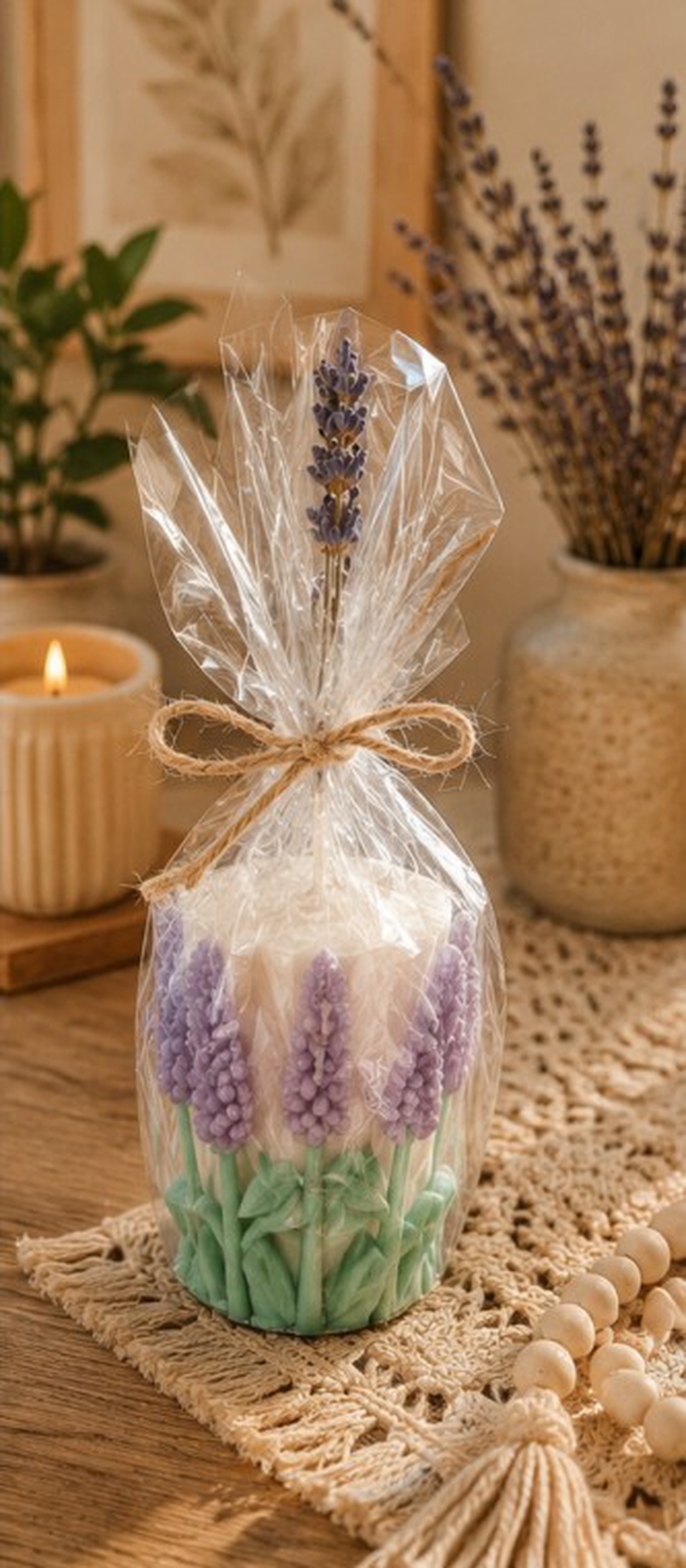 Lumânare decorativă handmade � Buchet de Lavandă Mov - casă & stil de viață - lumânări, parfumuri, arome - lumânări artizanale - Artynos.ro