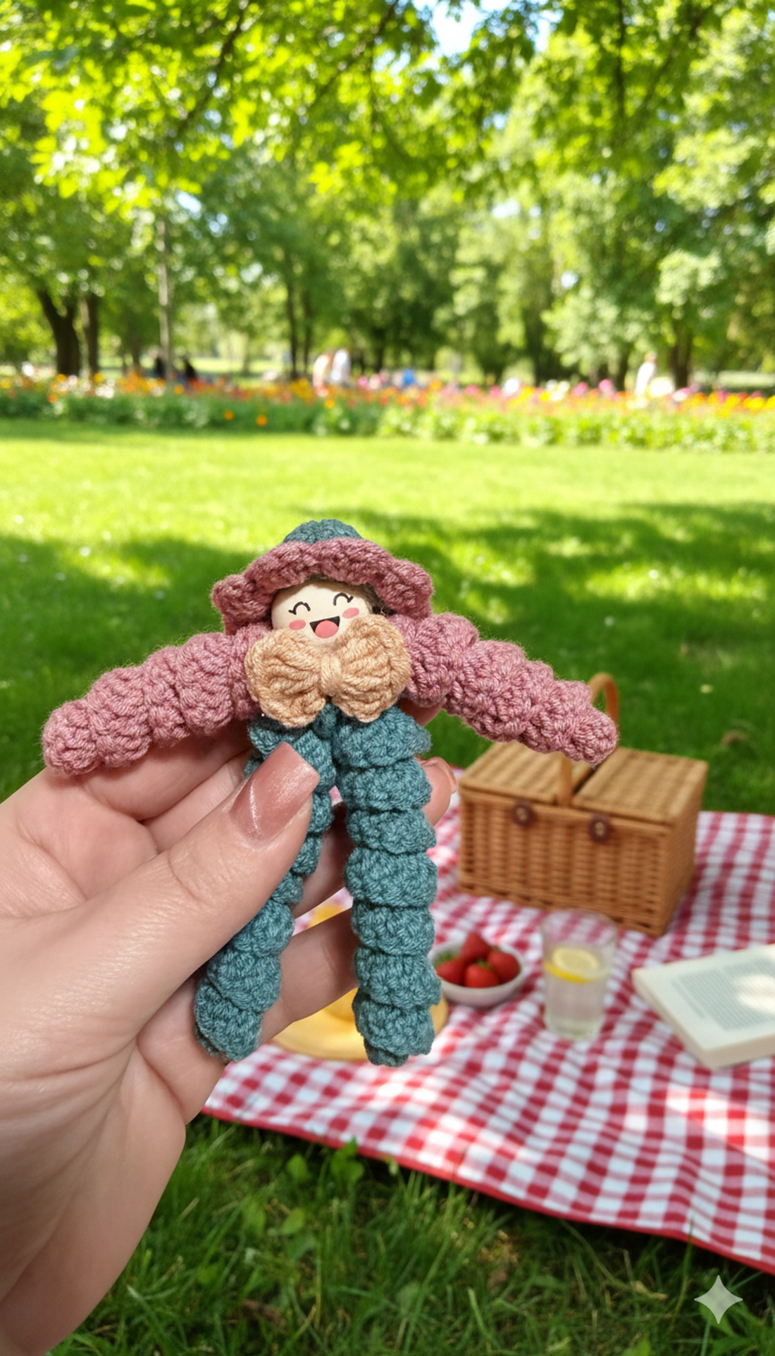 Breloc croșetat păpușică colorată � accesoriu handmade pentru chei sau geantă - genți și portofele - accesorii genți - breloc - Artynos.ro