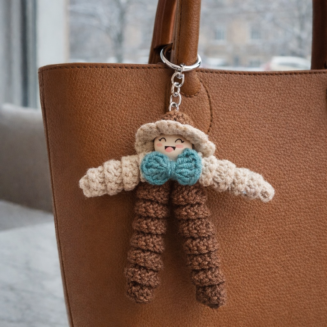 Breloc croșetat păpușică colorată � accesoriu handmade pentru chei sau geantă - genți și portofele - accesorii genți - breloc - Artynos.ro