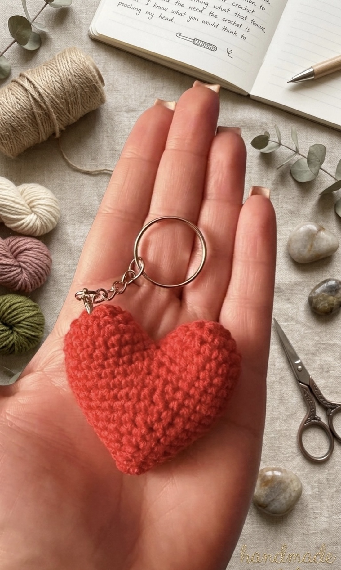 Breloc Inimă Croșetată - Accesorii Handmade Unice - genți și portofele - accesorii genți - breloc - Artynos.ro