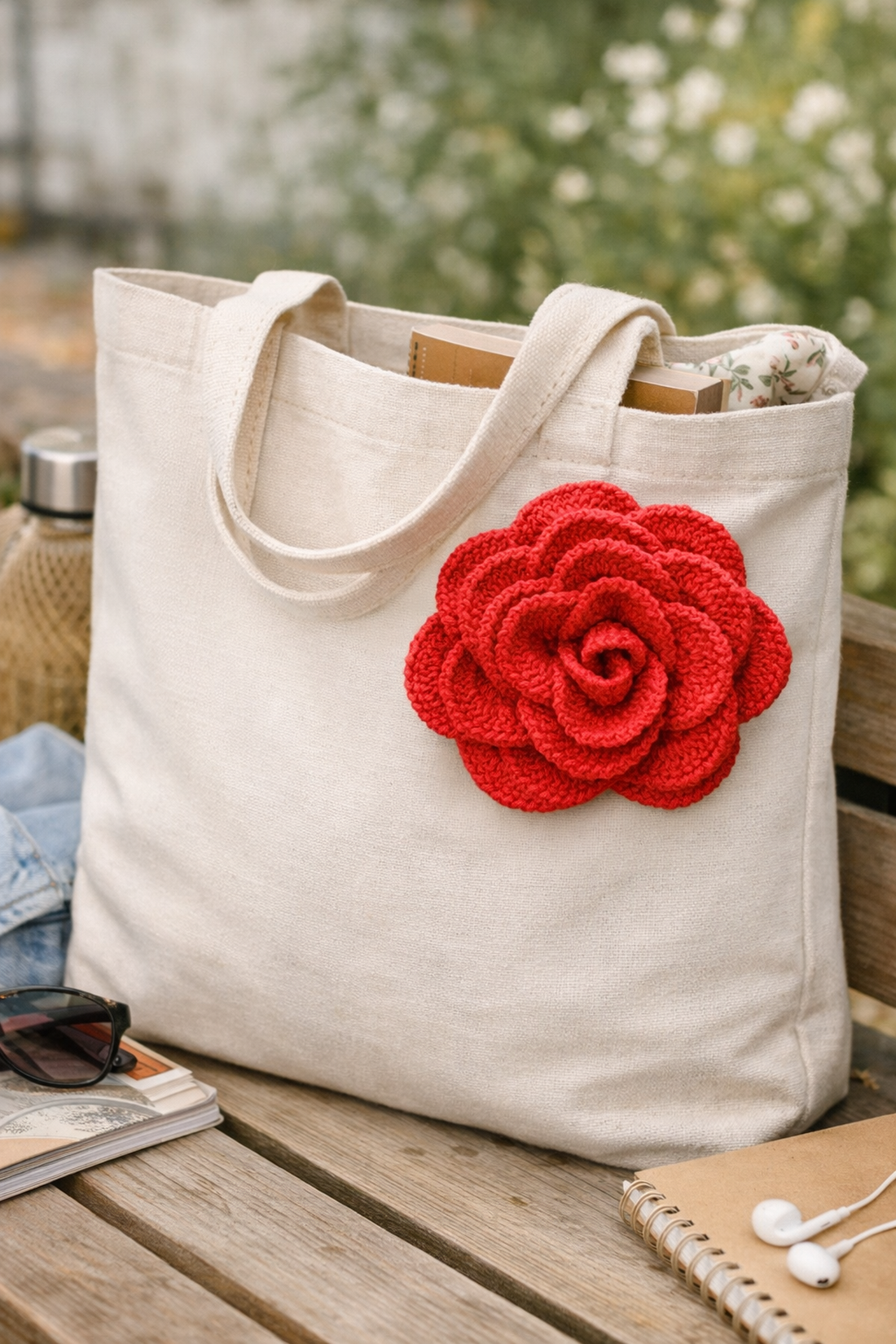 Floare croșetată roșie � Accesoriu handmade - bijuterii - broșe - Artynos.ro