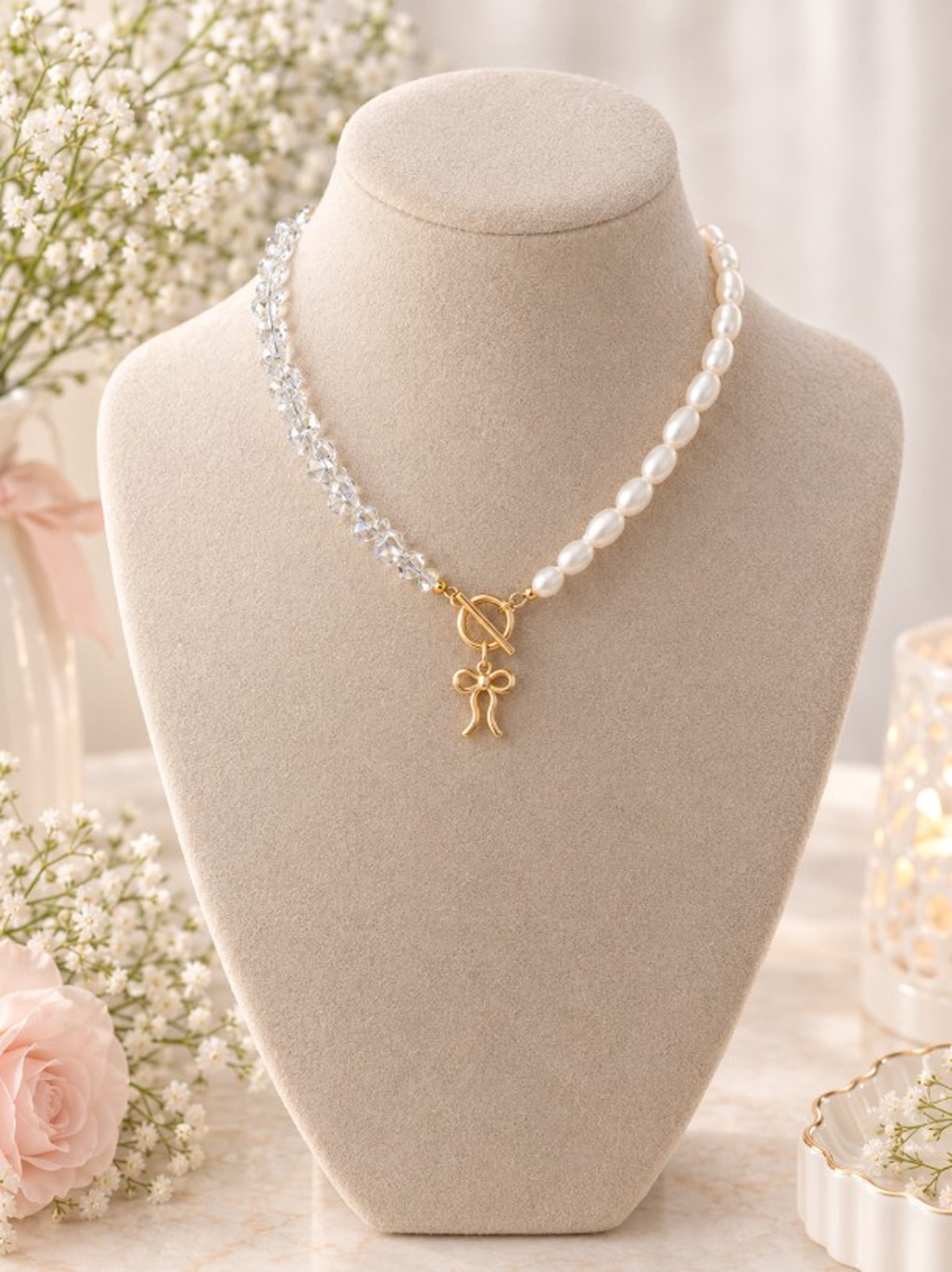 Colier elegant pentru ocazii - accesorii nuntă - bijuterii mireasă - colier mireasă - Artynos.ro