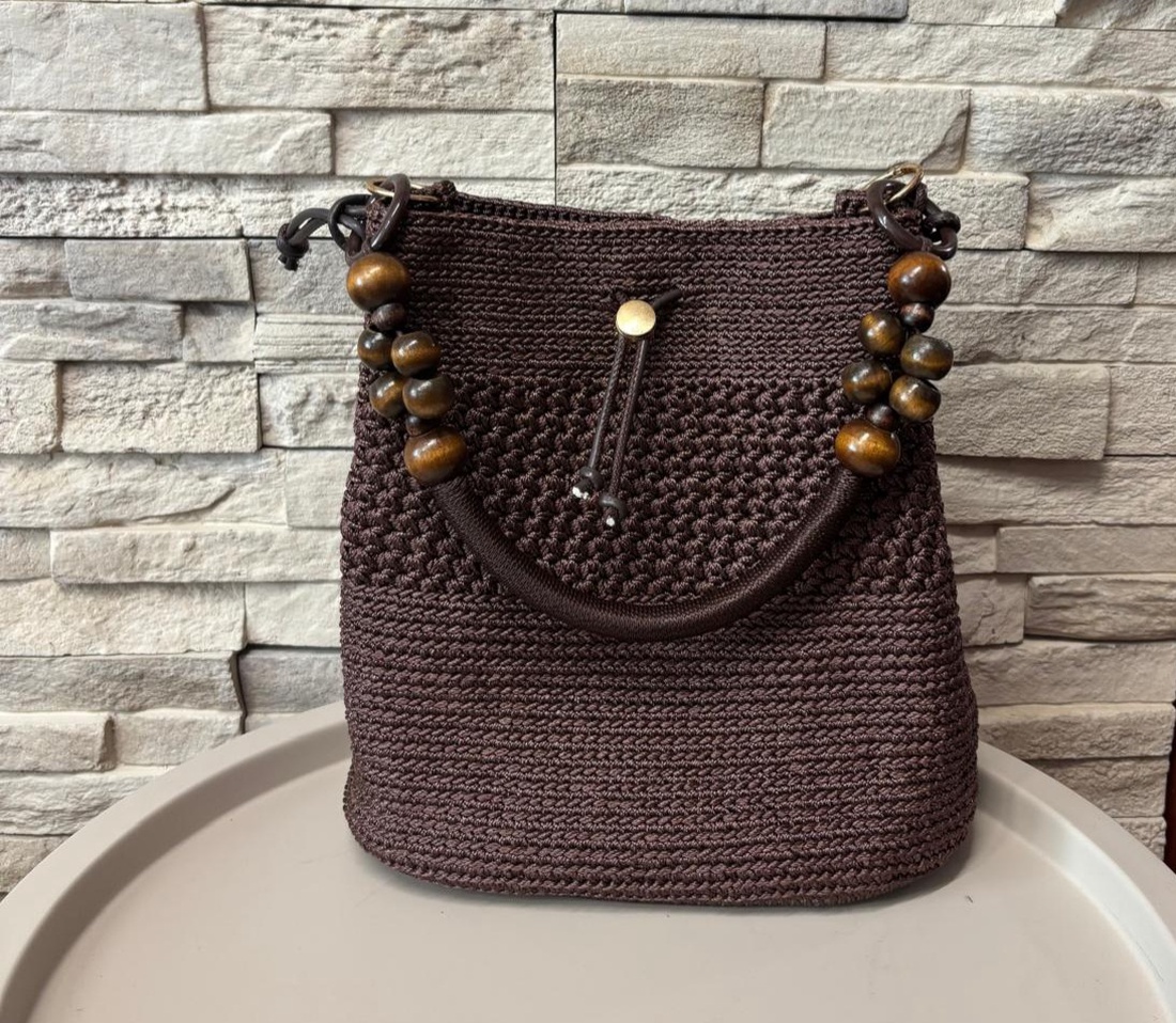 Geanta croșetată maro ciocolatiu  - genți și portofele - genți de mână și umăr - geantă crossbody - Artynos.ro