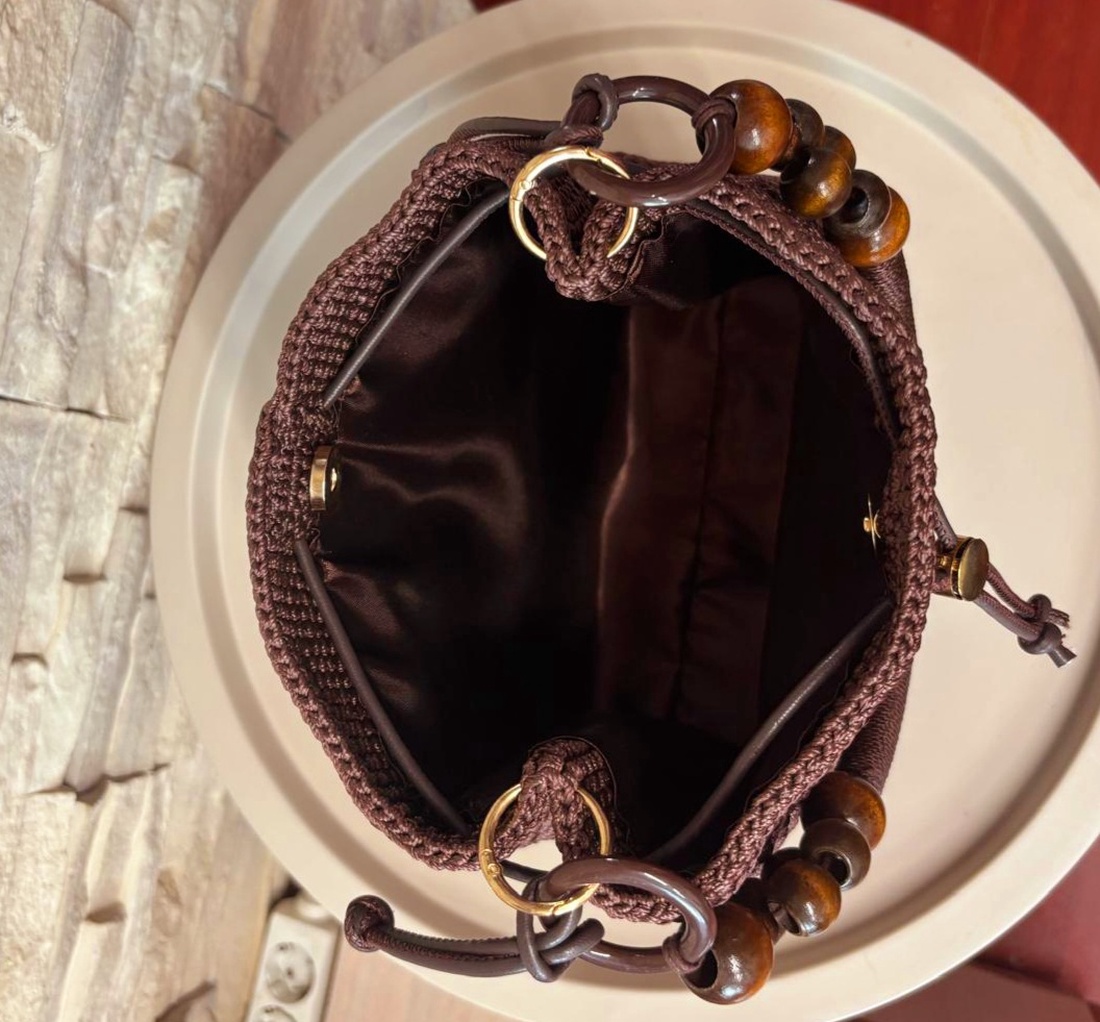 Geanta croșetată maro ciocolatiu  - genți și portofele - genți de mână și umăr - geantă crossbody - Artynos.ro