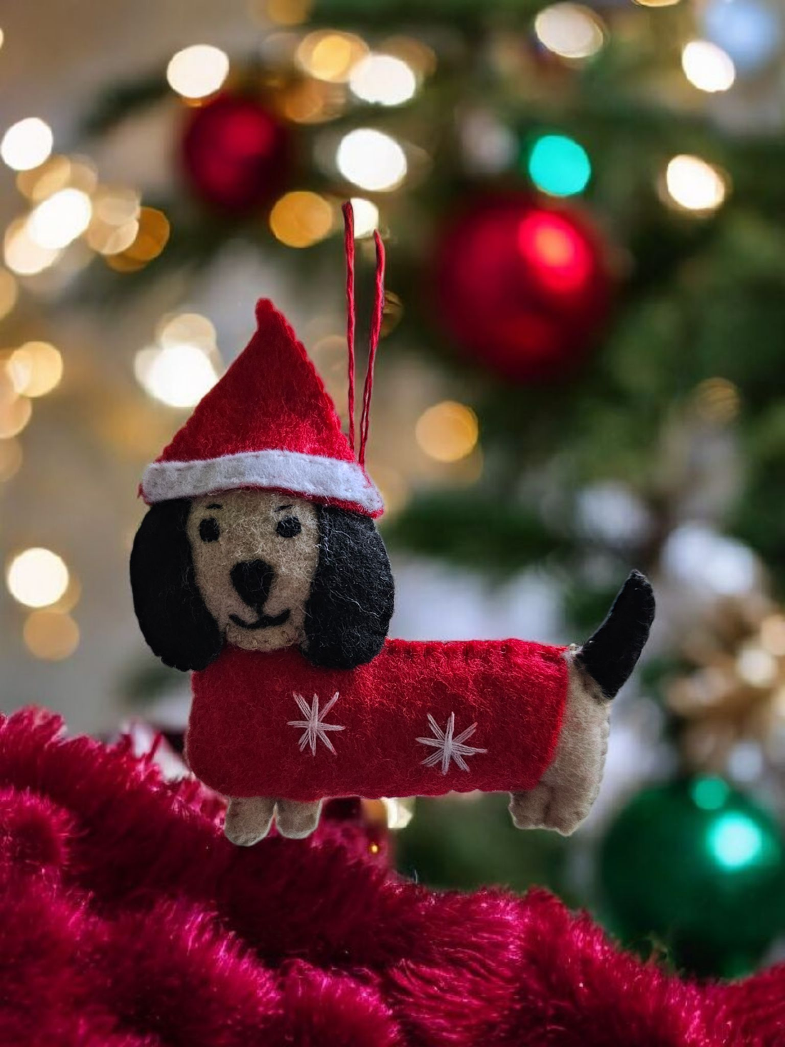 Decorațiune figurină Teckel - crăciun - decorațiuni de crăciun de casă - figurine pentru pomul de crăciun - Artynos.ro