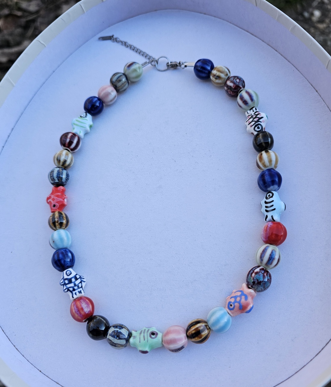 Colier cu margele ceramice - bijuterii - coliere - coliere din mărgele - Artynos.ro
