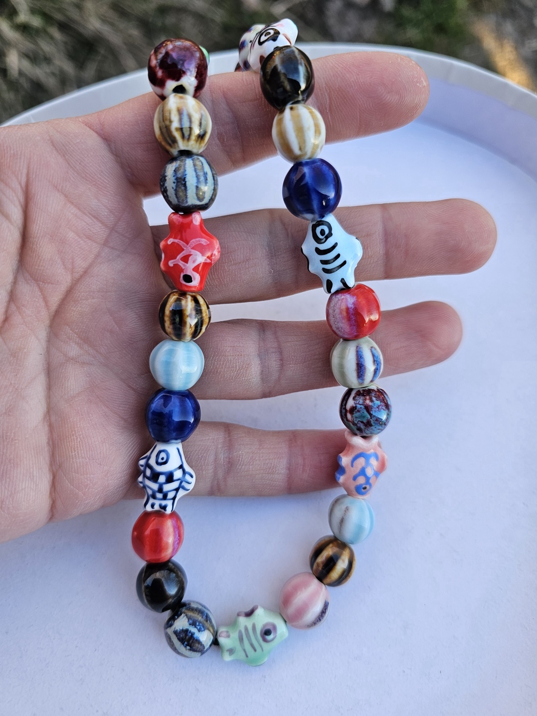 Colier cu margele ceramice - bijuterii - coliere - coliere din mărgele - Artynos.ro
