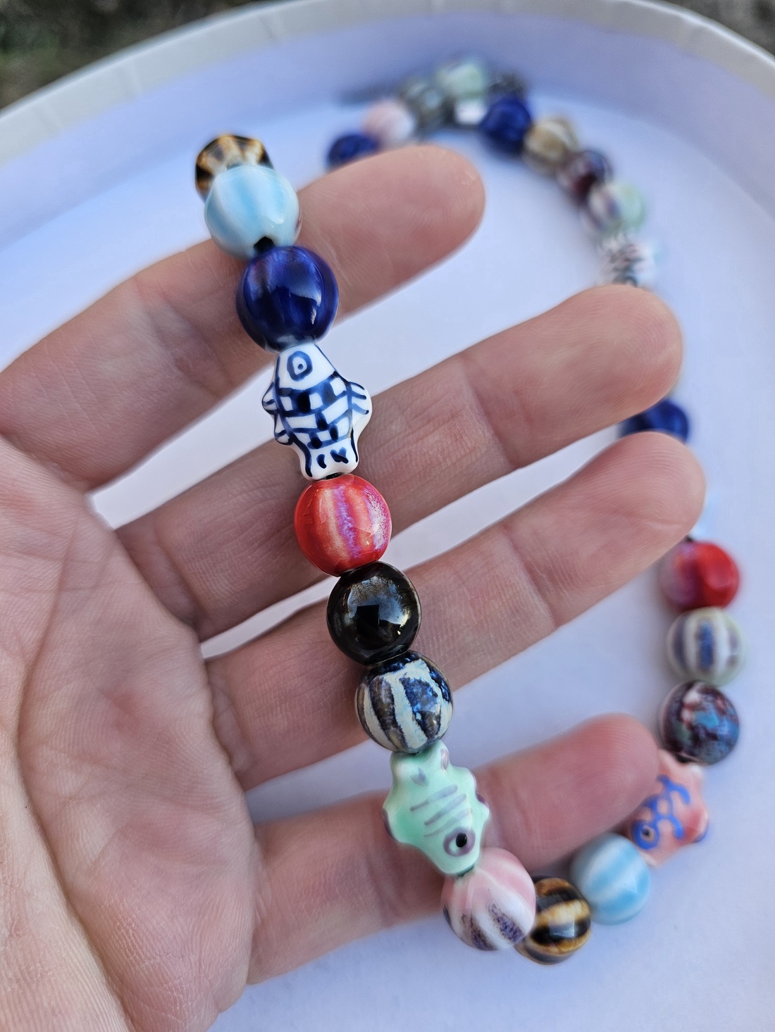 Colier cu margele ceramice - bijuterii - coliere - coliere din mărgele - Artynos.ro