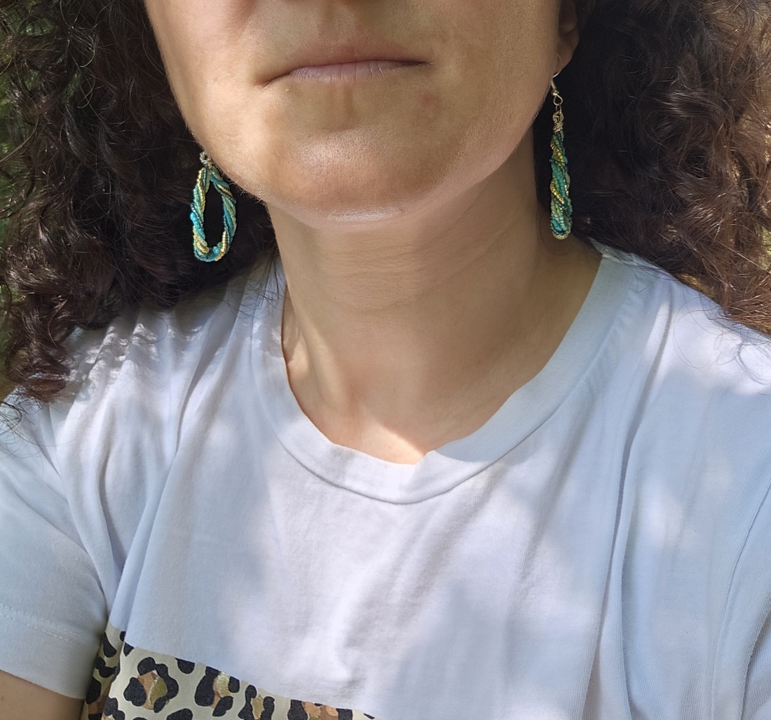 Cercei verzi Jasmine - bijuterii - cercei - cercei din mărgele - Artynos.ro