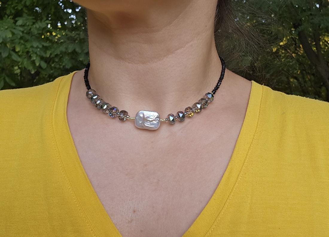 Colier la baza gâtului cu perlă baroc - bijuterii - coliere - coliere din perle - Artynos.ro