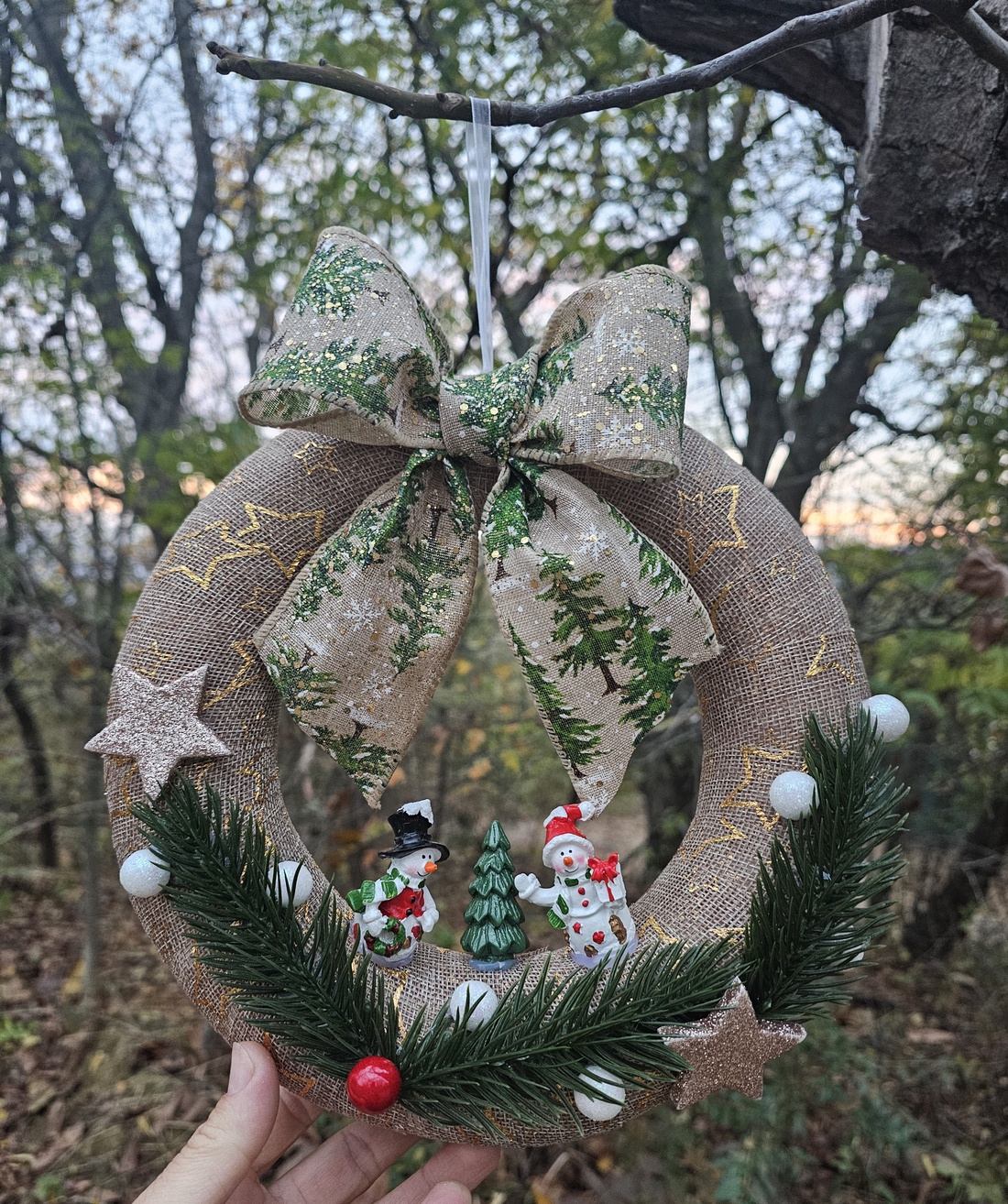 Coroniță Crăciun cu omuleți de zăpadă - crăciun - decorațiuni de advent - coroniță advent - Artynos.ro