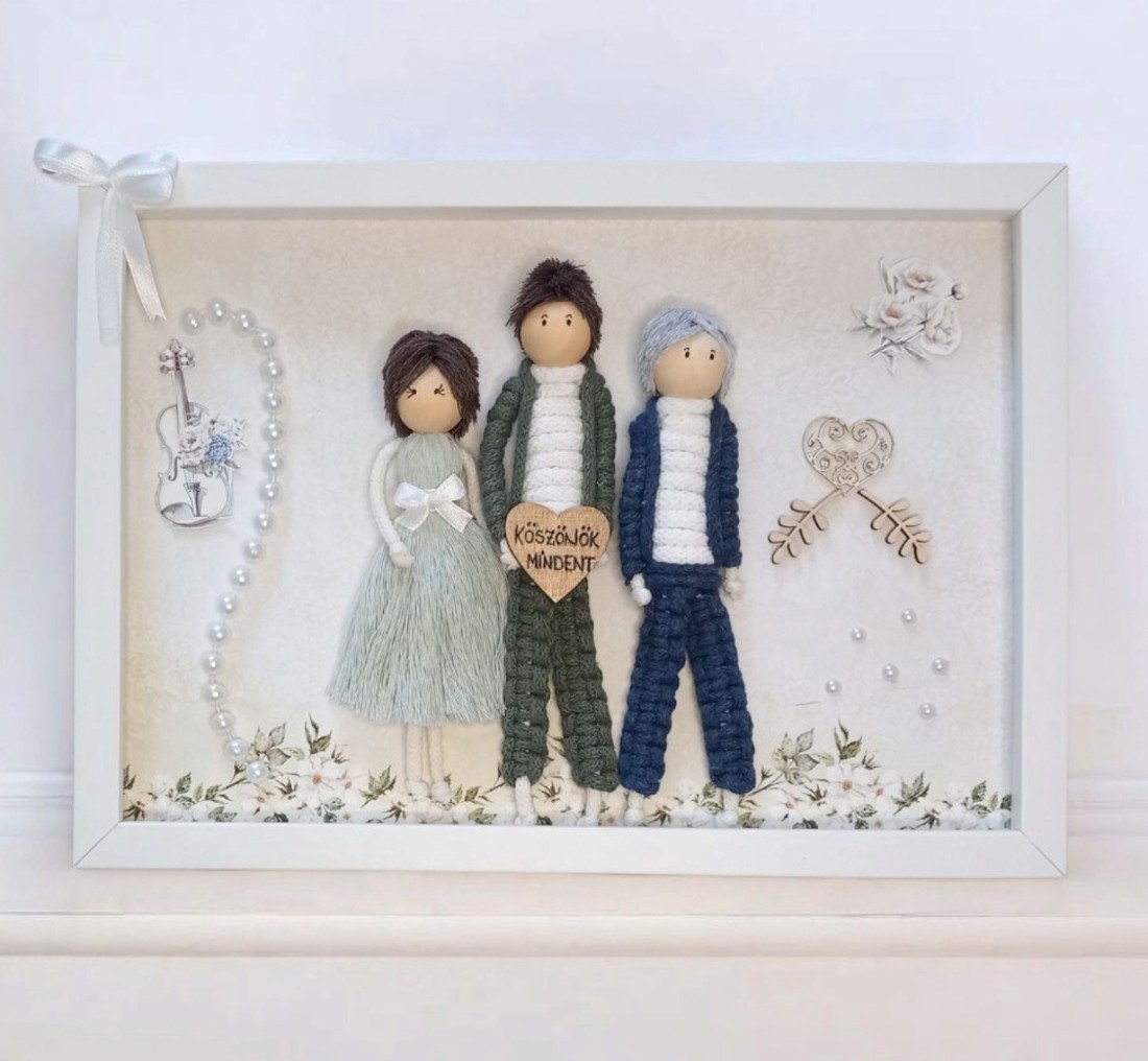 Bridal shower - Imagine personalizată 3D macramé a mirelui/ mirelui și a părinților -  - Artynos.ro