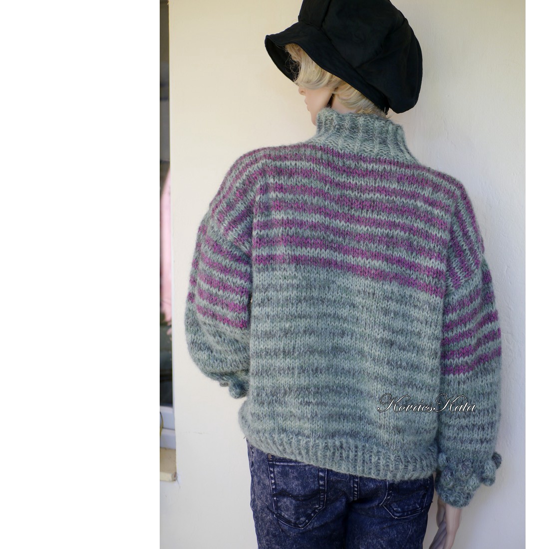 SALVIA ALPAKA  - pulover trendy tricotat manual - îmbrăcăminte și modă - haine damă - hanorace, cardigane - Artynos.ro