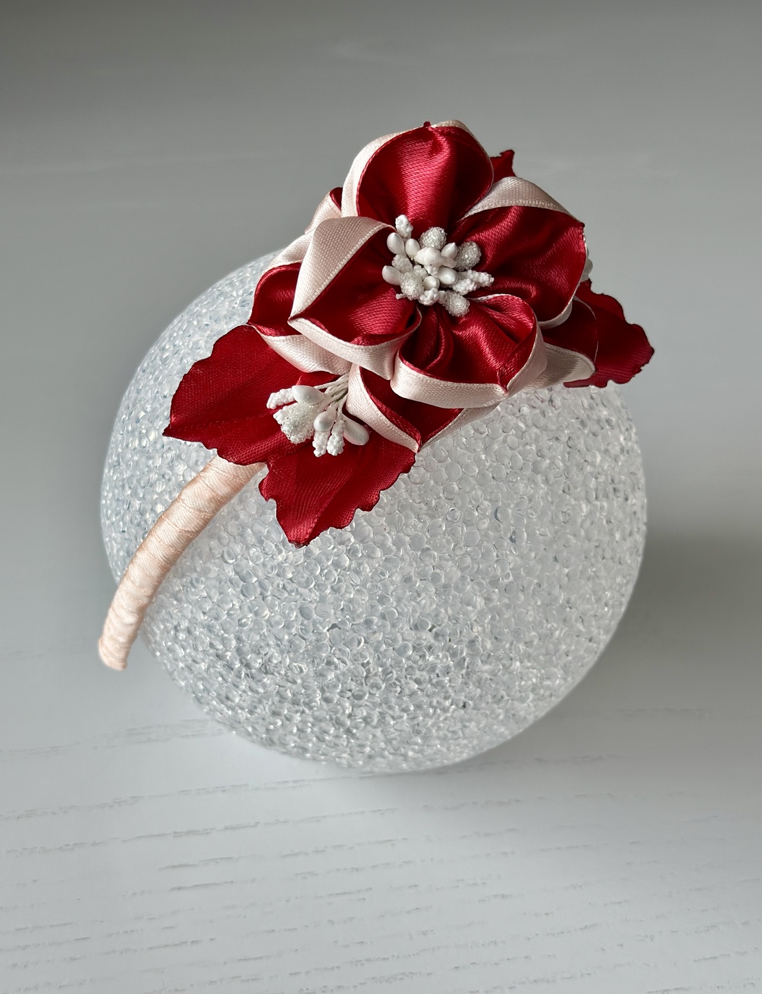 Bentita handmade cu floare din satin - îmbrăcăminte și modă - accesorii păr - accesorii de păr - Artynos.ro