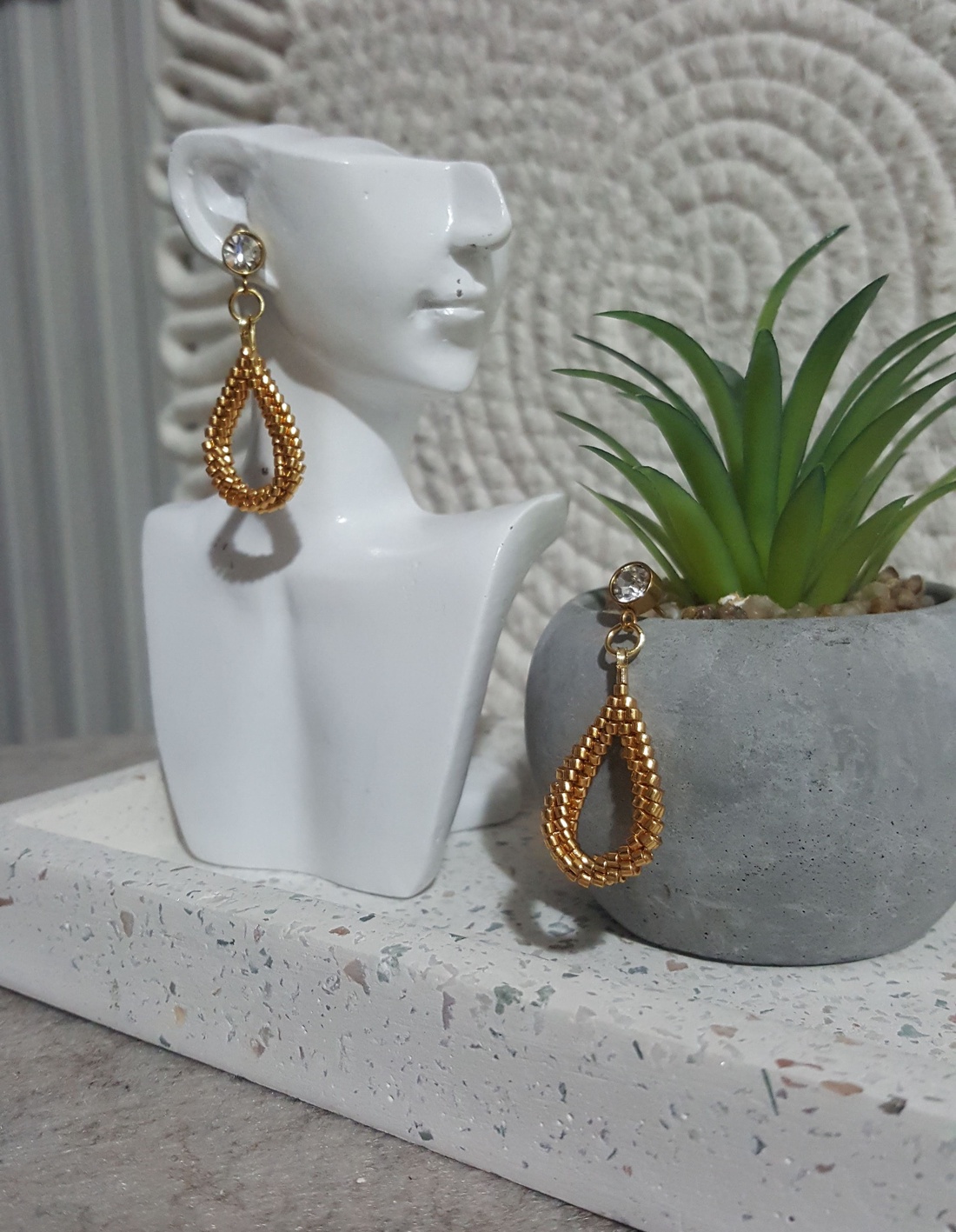 Cercei handmade miyuki și otel inoxidabil  - bijuterii - cercei - cercei brodați - Artynos.ro