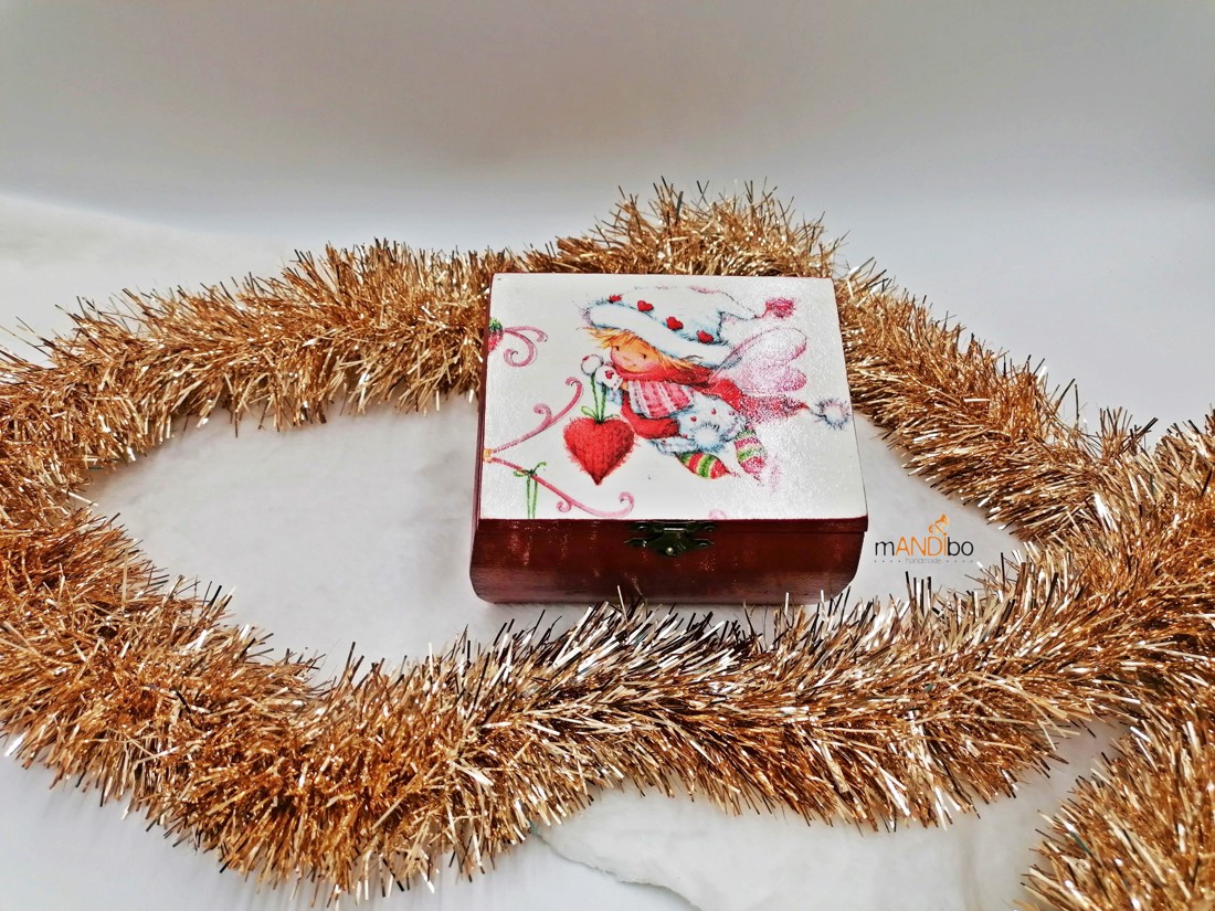 Cutie decorativă de Crăciun cu îngerași pentru brad -  - Artynos.ro
