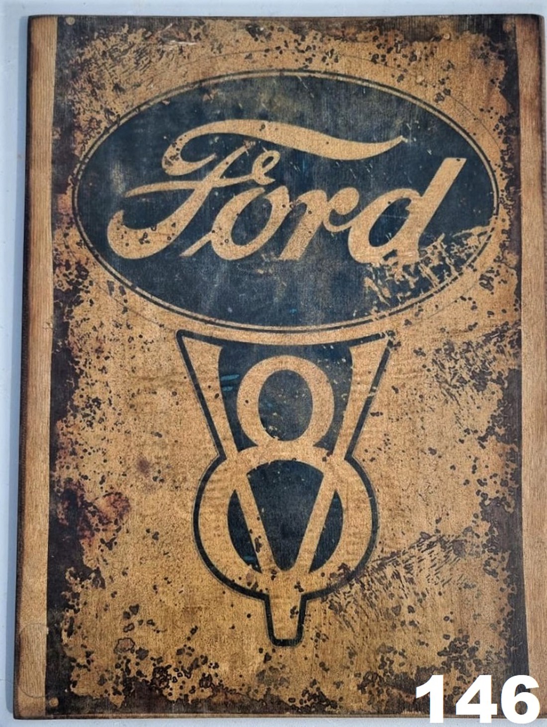 Ford V8 poza din lemn - casă & stil de viață - accesorii pentru decorat casa - picturi murale - artă de perete din lemn - Artynos.ro