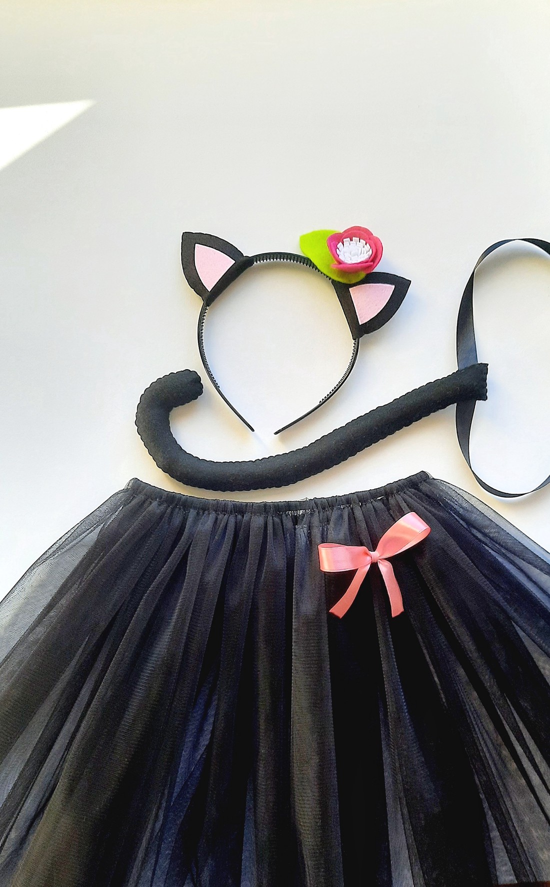 Costum de carnaval de pisică neagră cu fustă din tul și coadă pentru fete - îmbrăcăminte și modă - costume și măști de carnaval - costume - Artynos.ro