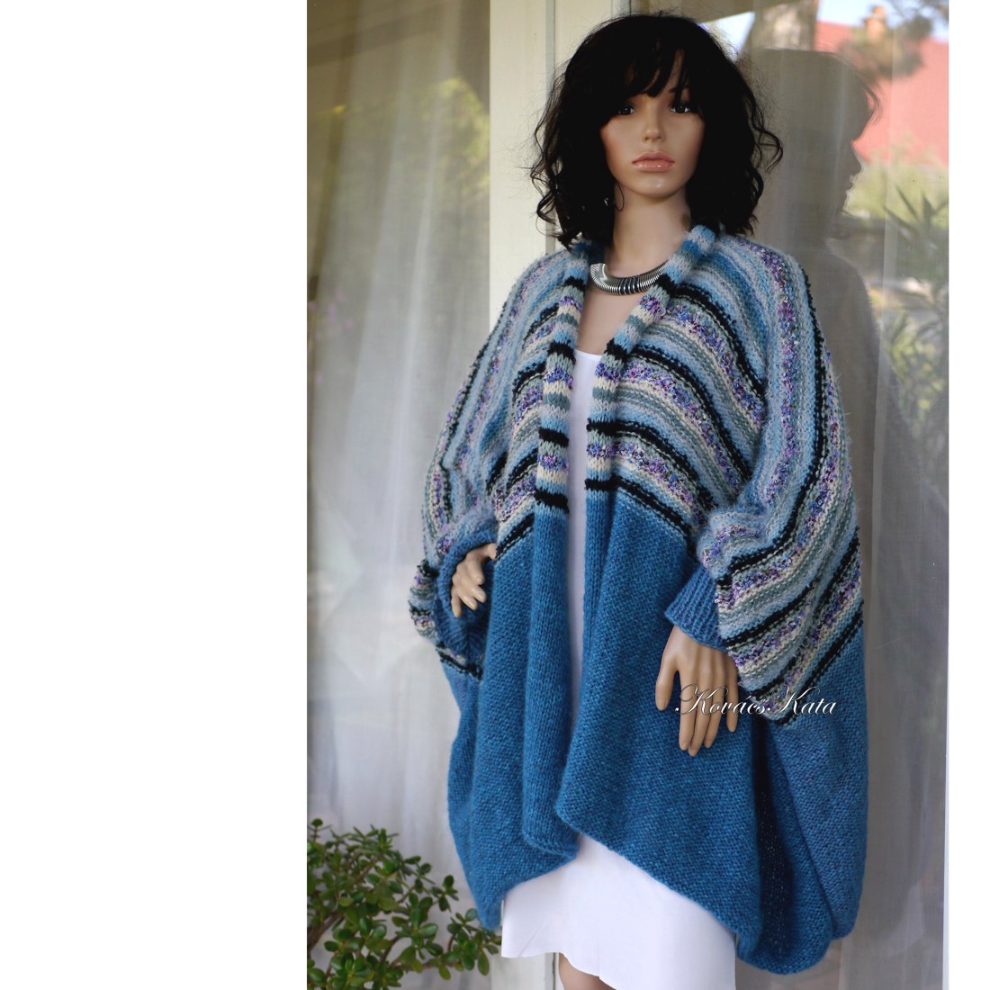 ALPAKA COAT, CARDIGAN - palton exclusiv tricotat manual: AGORA /Peacock XXL - îmbrăcăminte și modă - haine damă - hanorace, cardigane - Artynos.ro