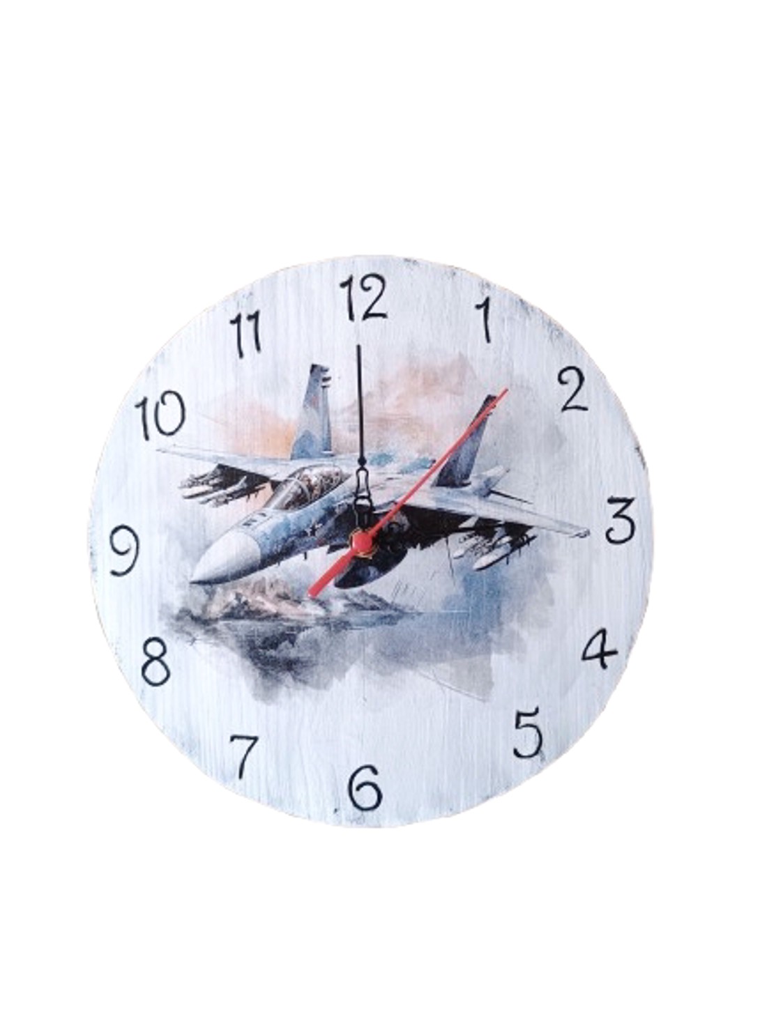 Ceas de perete din lemn cu avion de luptă -  - Artynos.ro