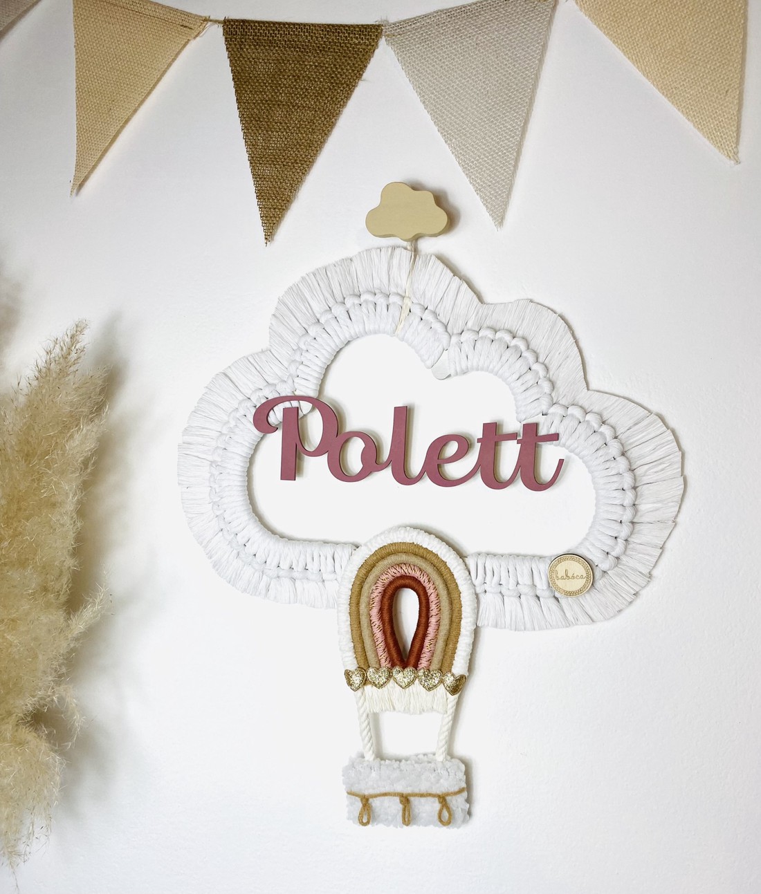 Nor macramé personalizat cu balon cu aer cald decorațiune de perete (mic) -  - Artynos.ro