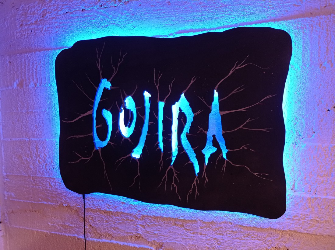 Gojira - artă de perete iluminată pentru fani - casă & stil de viață - accesorii pentru decorat casa - Artynos.ro