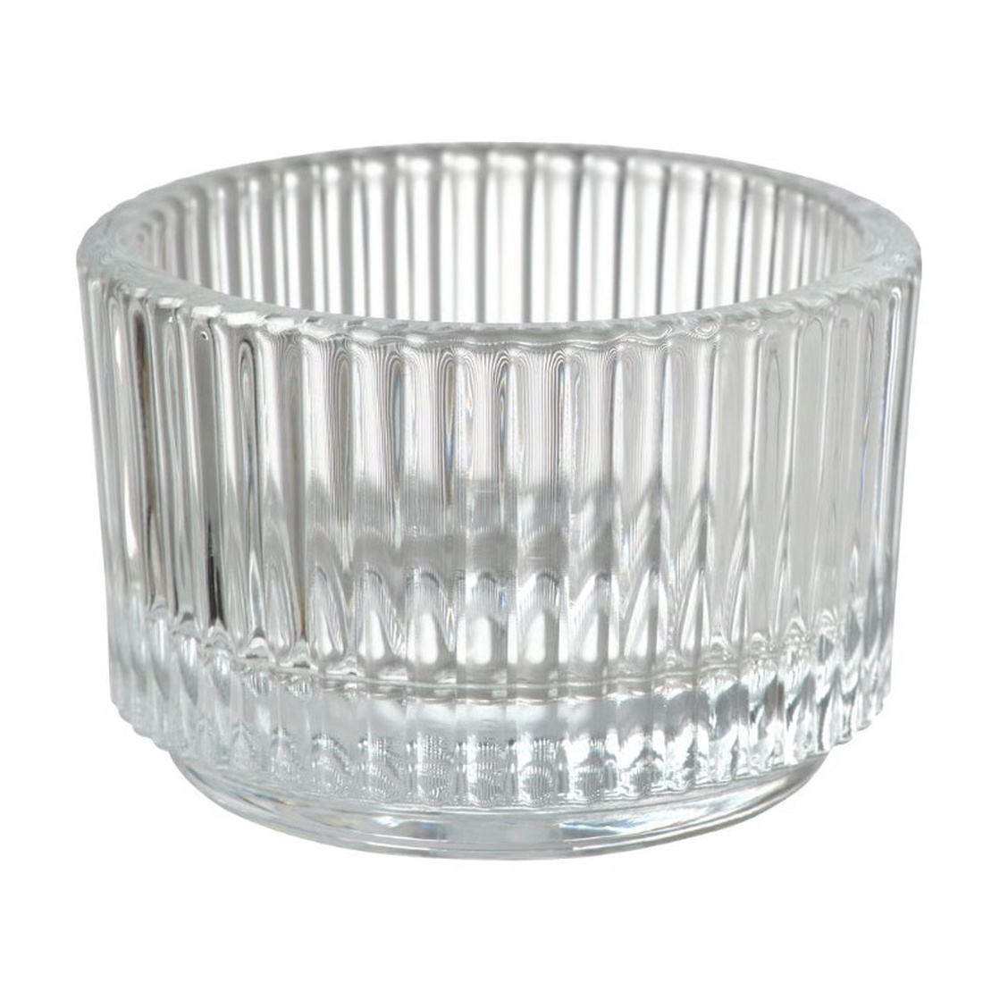 Suport din sticla cu striatii pentru lumanare pastila de 4cm 112100 - accessorii și unelte - obiecte de decorare - sticlă - Artynos.ro