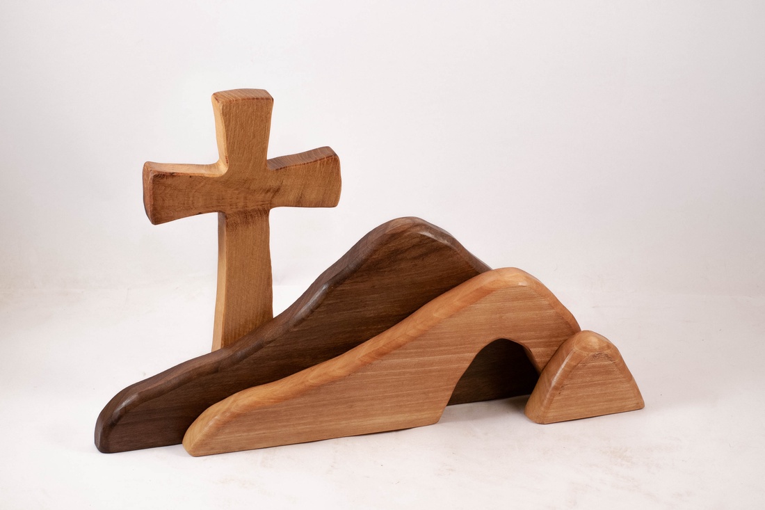 Decorațiune de Paște cu cruce, cruce din lemn - decor de sărbători - decorațiuni de paște - decor masă de paște - Artynos.ro