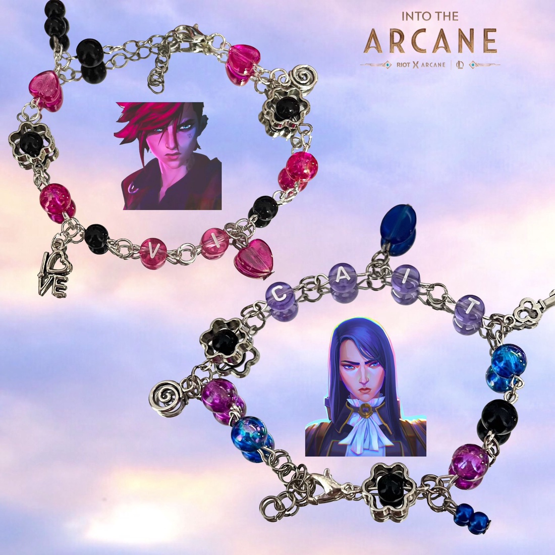Bratari handmade din Arcane cu Caitlyn si Vi - bijuterii - brățări - brățări din mărgele - Artynos.ro