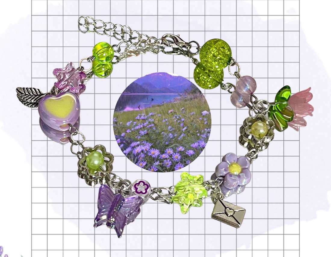 Bratara handmade Lavender Field - bijuterii - brățări - brățări din mărgele - Artynos.ro