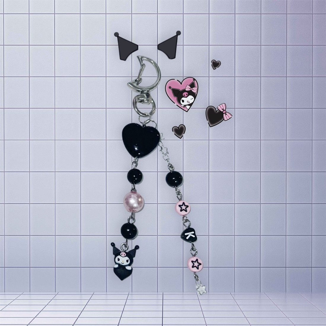 Breloc handmade Gothic Kuromi - genți și portofele - accesorii genți - breloc - Artynos.ro
