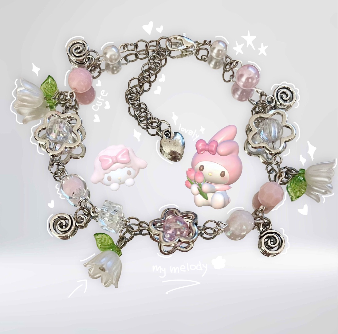Bratara handmade My Melody Blossom - bijuterii - brățări - brățări din mărgele - Artynos.ro