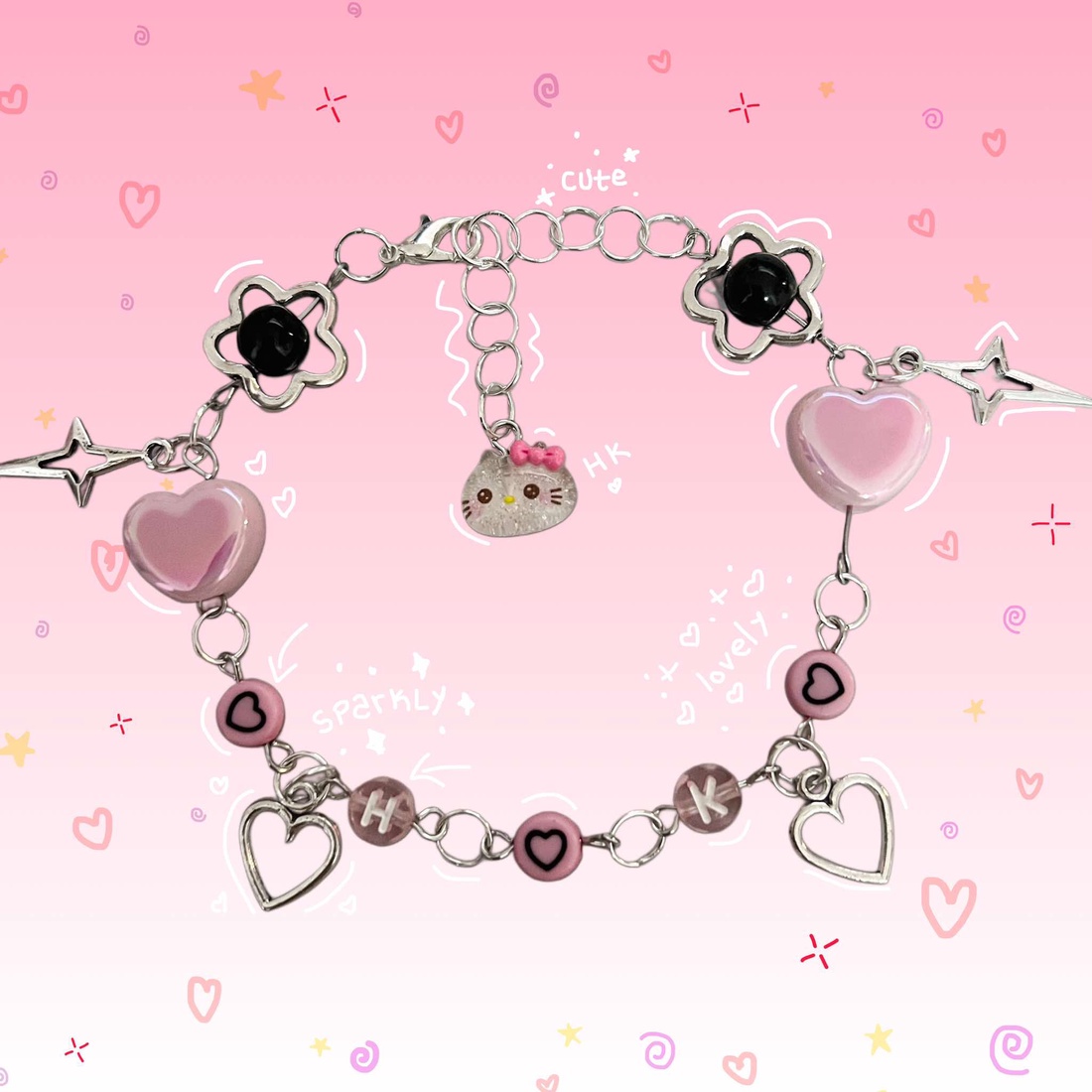 Bratara handmade Hello Kitty Sweetheart - bijuterii - brățări - brățări din mărgele - Artynos.ro