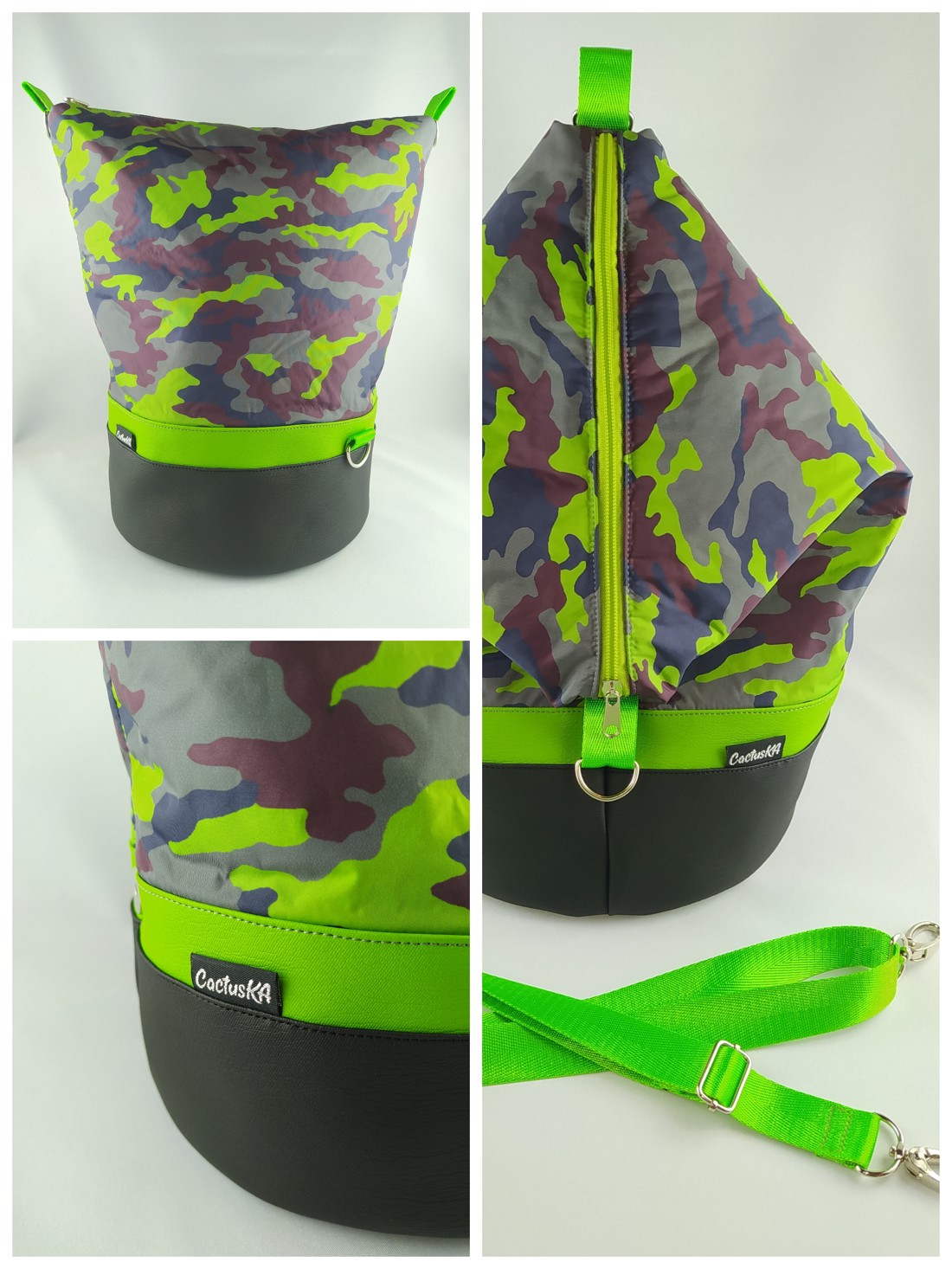 Rucsac / geantă laterală variabilă cu model de camuflaj CactusKA cu interior din plasă - - Artynos.ro Rucsac / geantă laterală variabilă cu model de camuflaj CactusKA cu interior din plasă - - Artynos.ro
