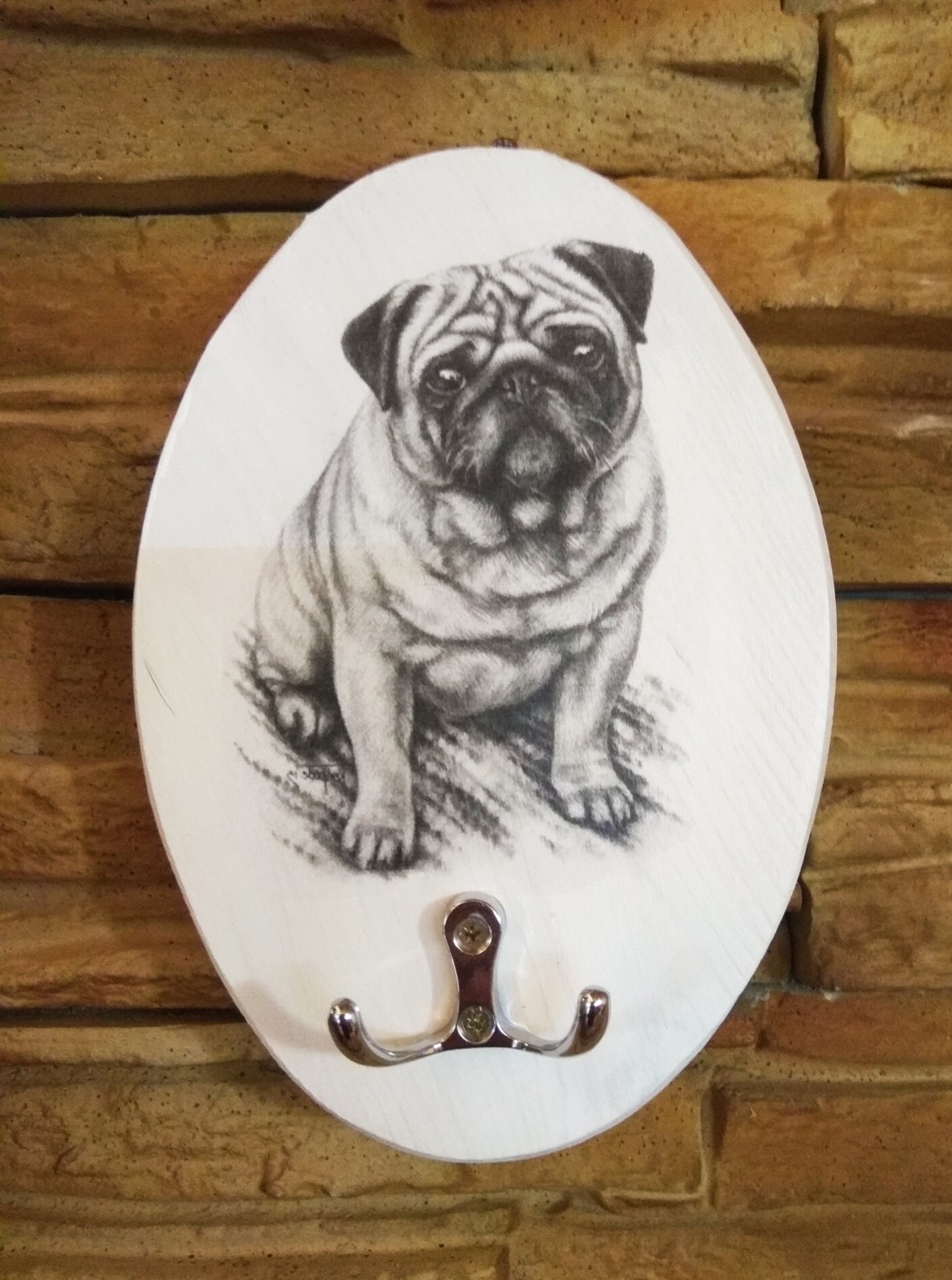 Suport de perete pentru lesă cu câine pug - - Artynos.ro Suport de perete pentru lesă cu câine pug - - Artynos.ro