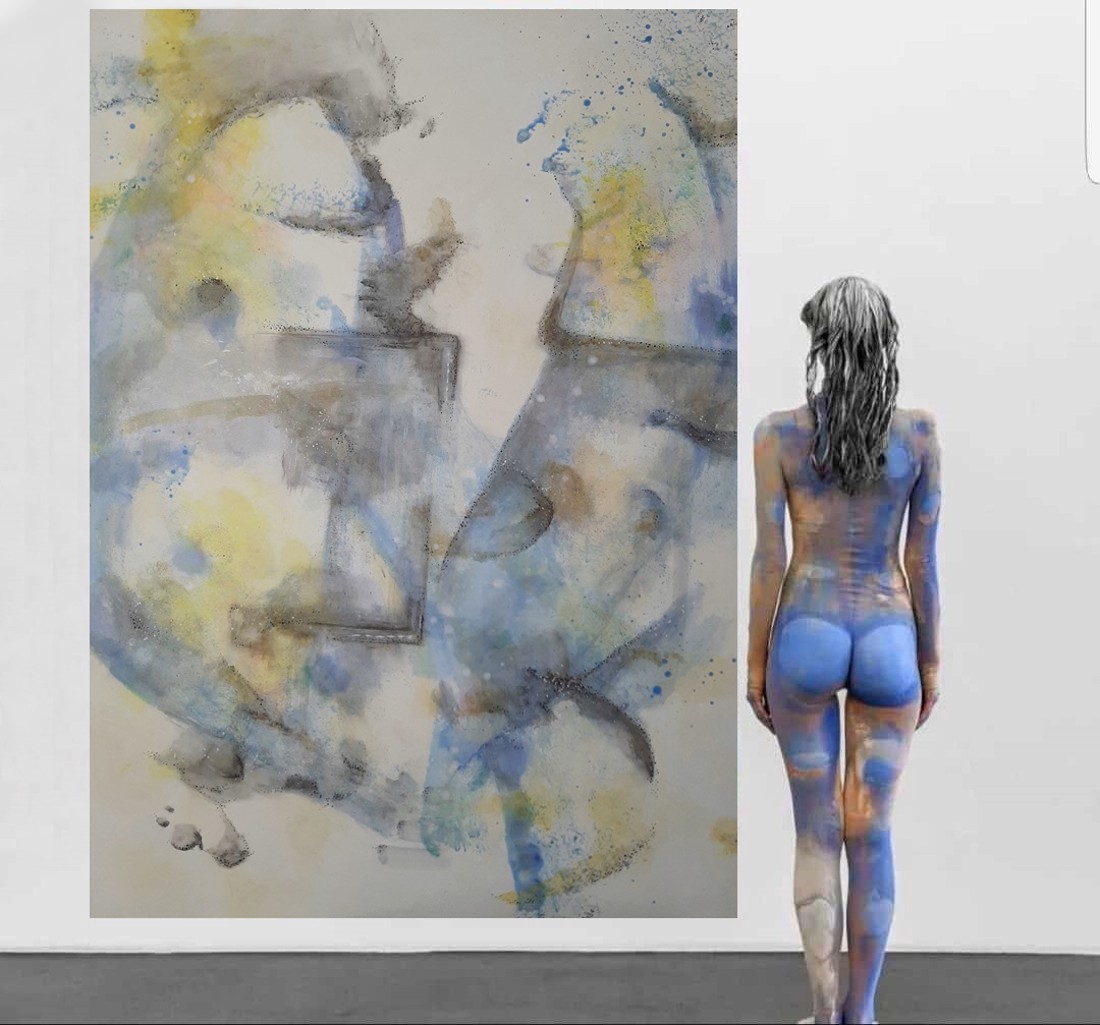 Pictură abstractă pale-less-giant pe pânză, de Zsolt Böszörményi Kovács -  - Artynos.ro