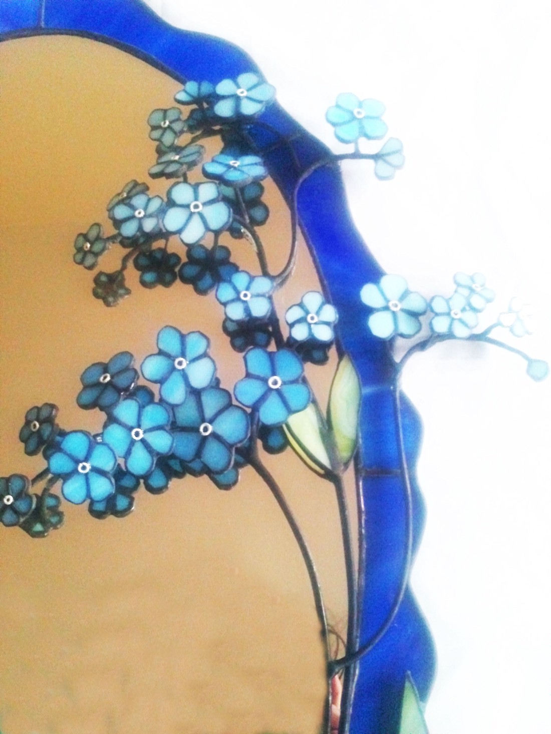 Oglindă albastru Tiffany forget-me-not - - Artynos.ro Oglindă albastru Tiffany forget-me-not - - Artynos.ro