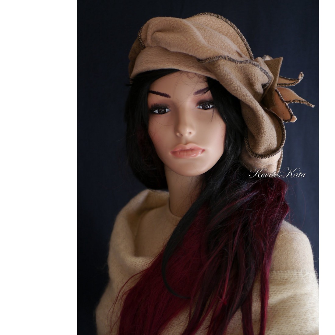 POLAR BARETT / mokka - bohemian sapka - îmbrăcăminte și modă - eșarfe, pălării, fularuri - căciulă - Artynos.ro