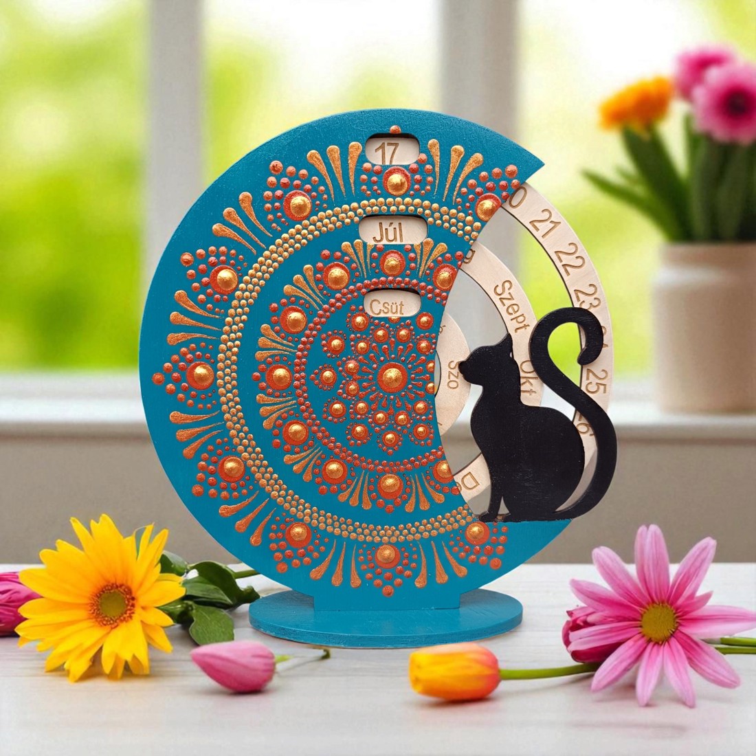 Calendar perpetuu Almond cu pisică - turcoaz - - Artynos.ro Calendar perpetuu Almond cu pisică - turcoaz - - Artynos.ro