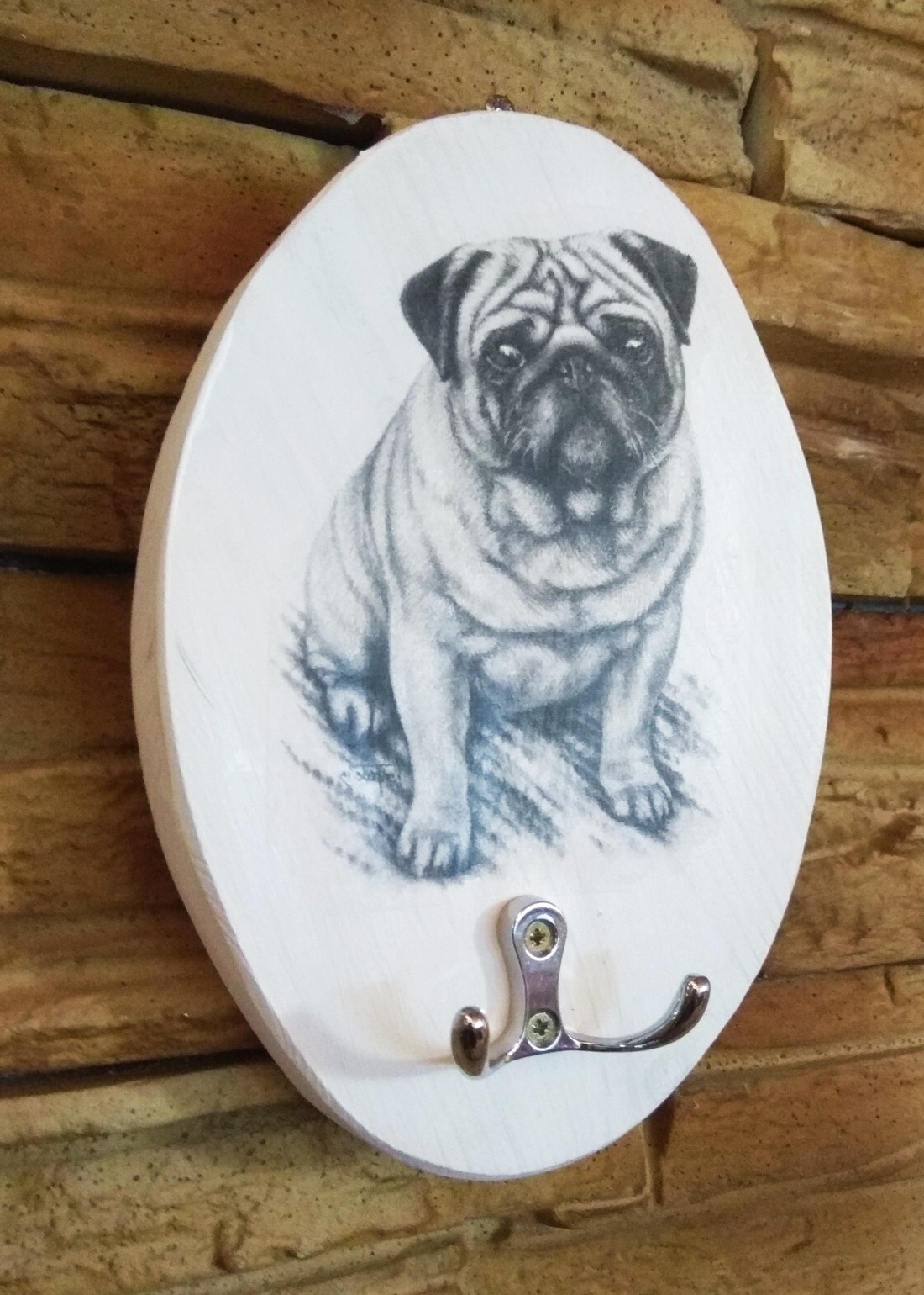 Suport de perete pentru lesă cu câine pug - - Artynos.ro Suport de perete pentru lesă cu câine pug - - Artynos.ro